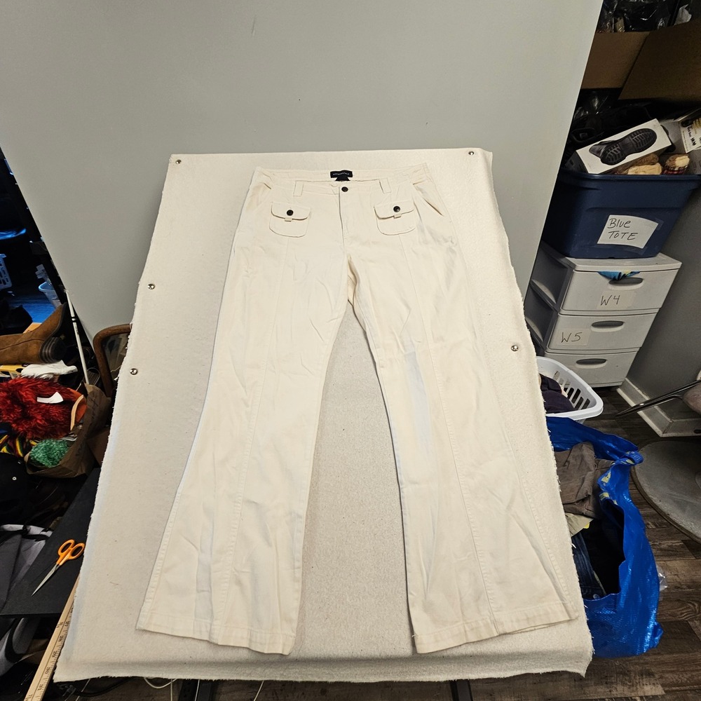 Aeropostale Womens Cream Low Rise Flare Pants Cotton Tencel Size 16 Off White